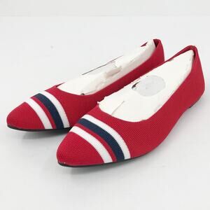 MIA Women's  Emme Flyknit Ballet Flats Size 6 Red Stripes Pointed Toe NWOB
